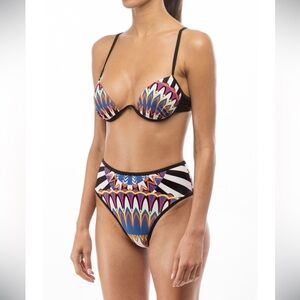 NWT Andrea Iyamah Tribal Print Geometric Bikini set Multicolor - Size S
